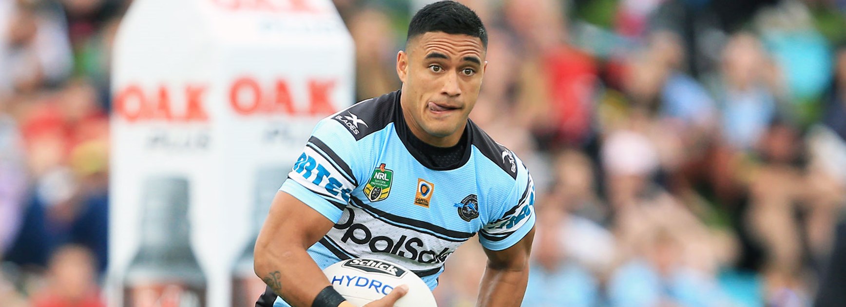 Sharks fullback Valentine Holmes is excelling at the back.
