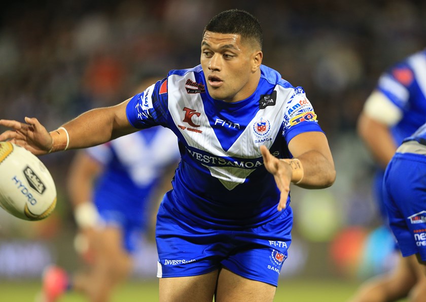 John Asiata playing for Samoa in 2017.