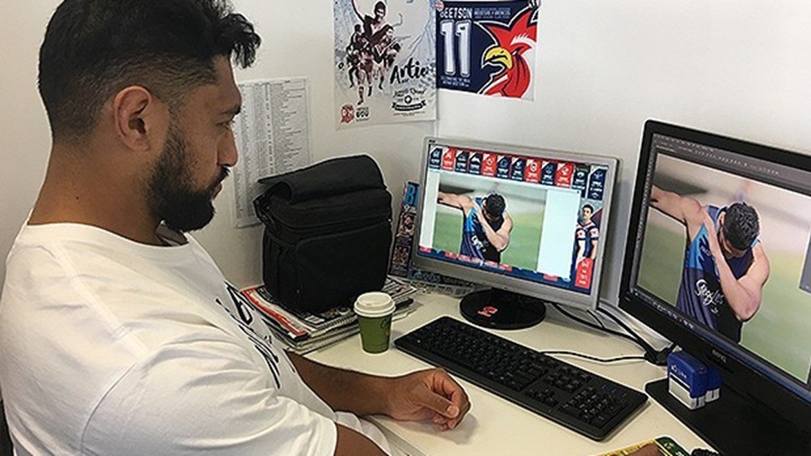 Roosters forward Isaac Liu has been completing a part-time Certificate IV in Graphic Design at TAFE Design Centre.