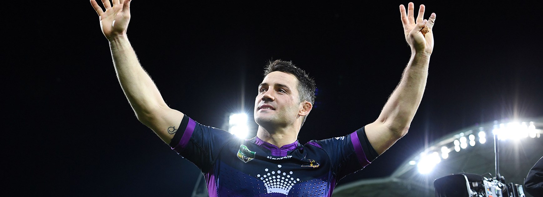 Cooper Cronk after his last game as a Storm player at AAMI Park.