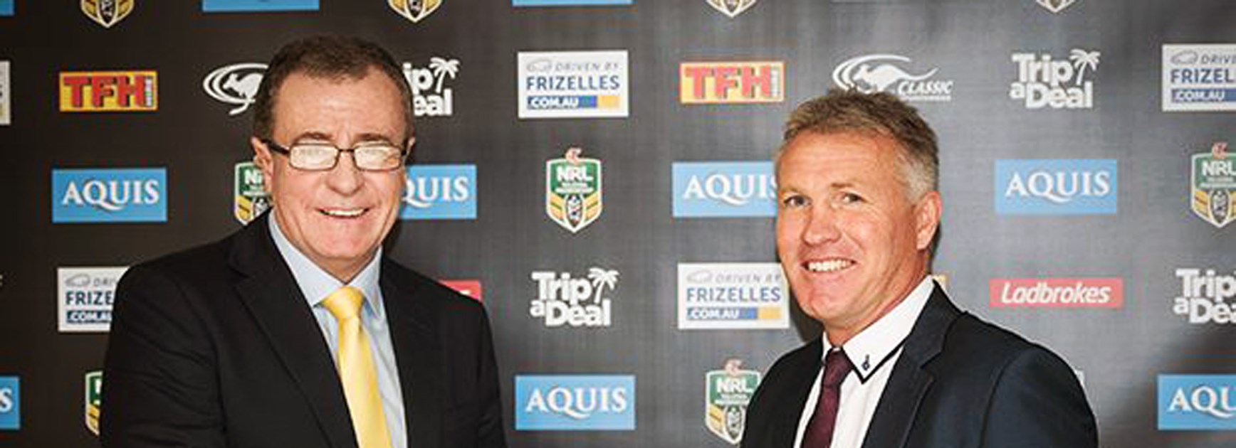 Gold Coast Titans CEO Graham Annesley with new coach Garth Brennan.