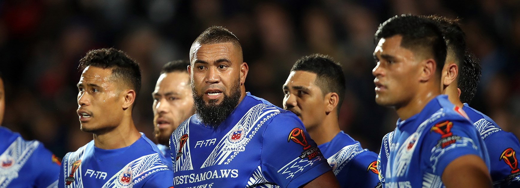 Samoa dejected after a big loss to New Zealand.
