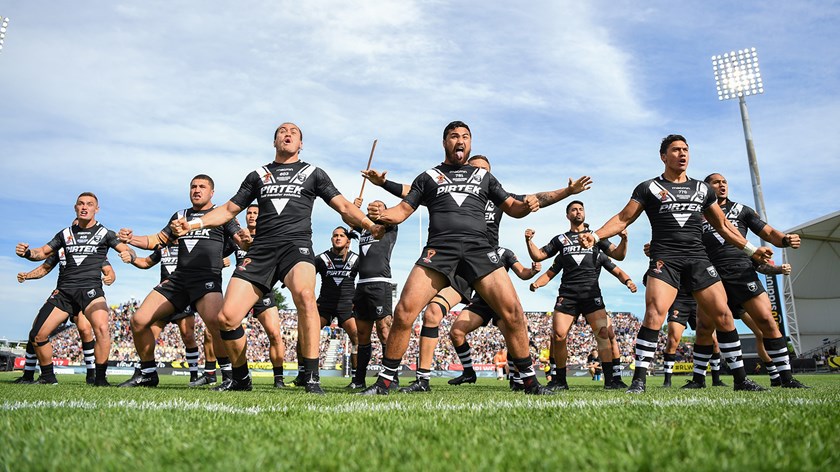 New Zealand perform the Haka ahead of their World Cup clash with Scotland in Christchurch.