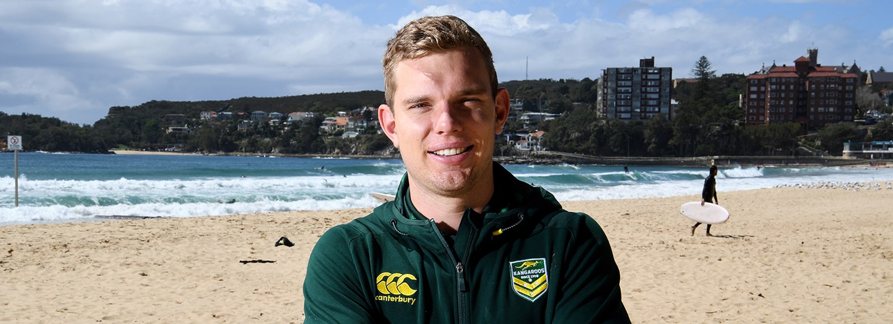 Tom Trbojevic is feeling right at home, with the Kangaroos training at Manly ahead of their clash with Lebanon.