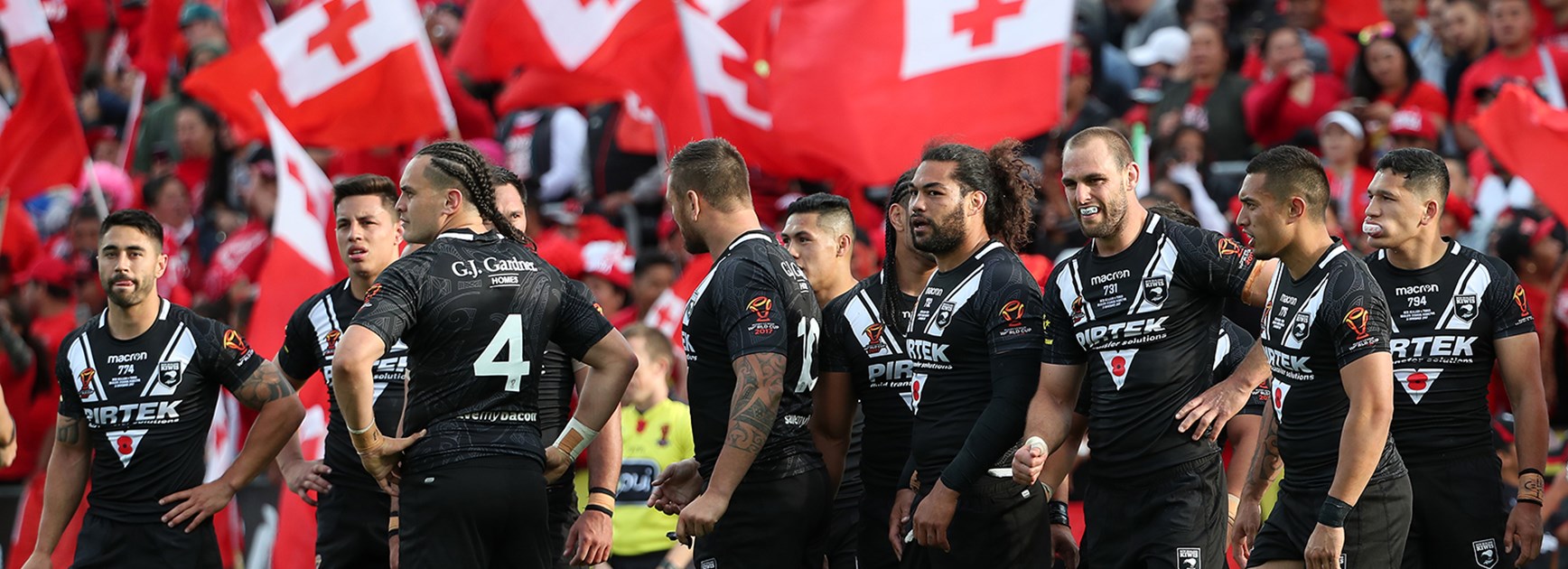 The Kiwis let a half-time lead slip in a shock World Cup loss to Tonga at Waikato Stadium.