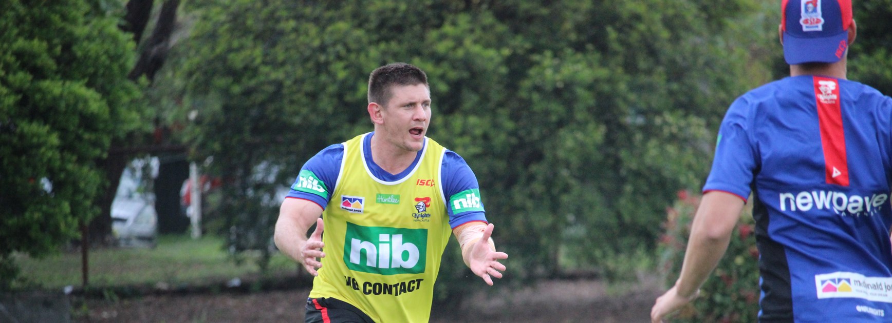 Newcastle Knights forward Jacob Lillyman in action during a training session.