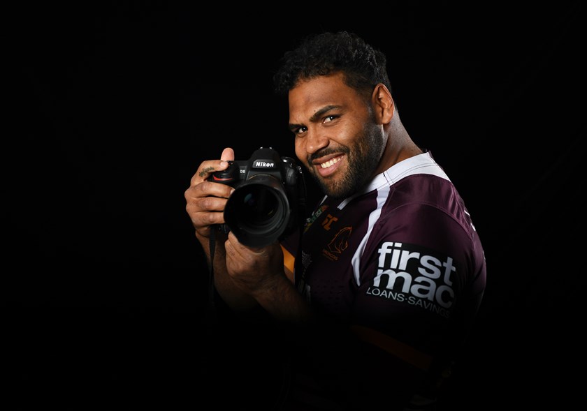 Brisbane Broncos forward Sam Thaiday on the other end of the lens.