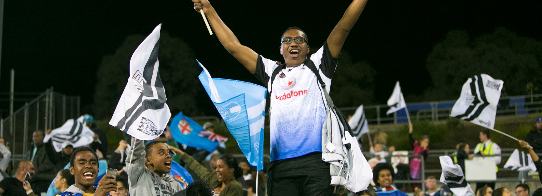 Fiji fans at the 2017 Rugby League World Cup.