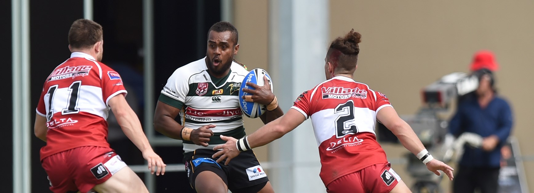 Nemani Valekapa in action for the Ipswich Jets against the Redcliffe Dolphins.