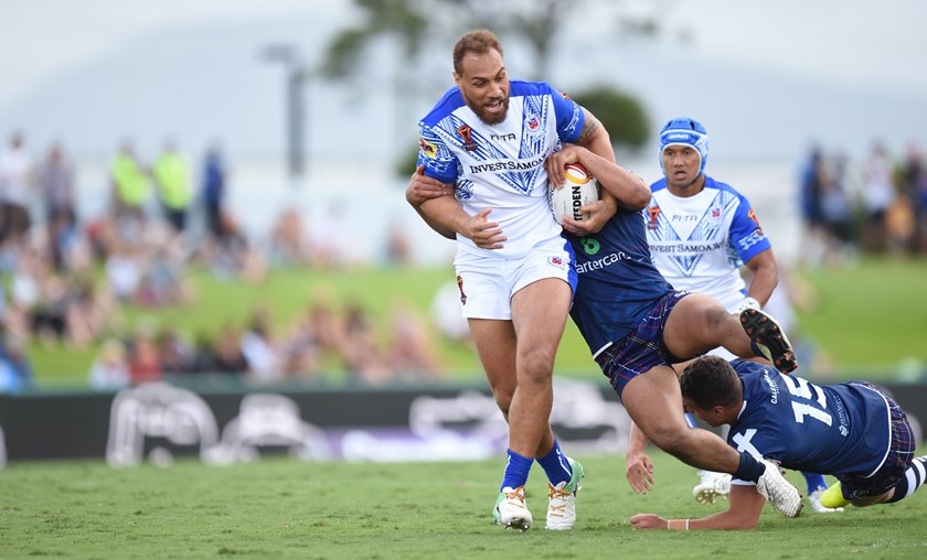 Sam Tagataese in action for Samoa during the World Cup.