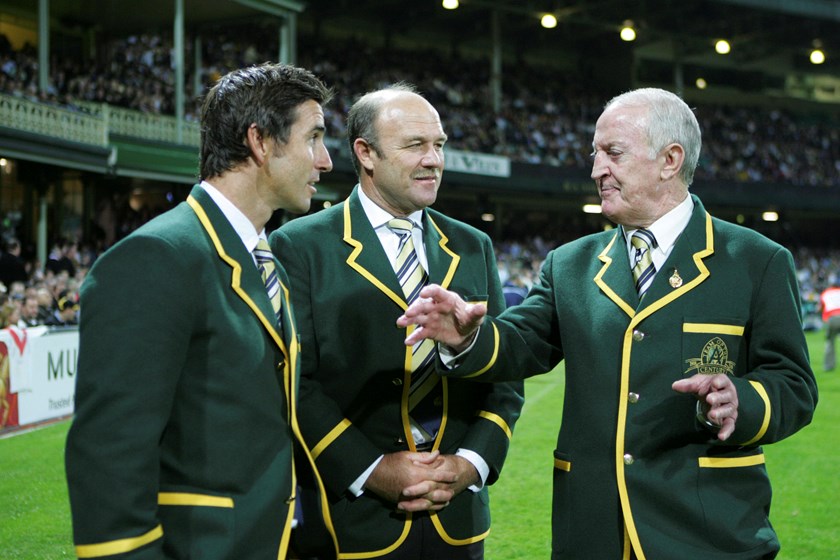 Rugby League Immortals Andrew Johns, Wally Lewis and John Raper.