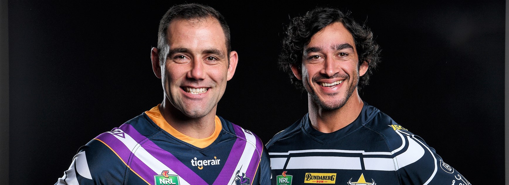 Cameron Smith and Johnathan Thurston at the NRL launch.