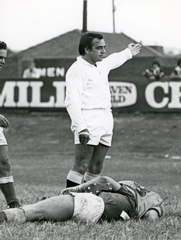 Referee Greg Hartley in action in the 1970s.