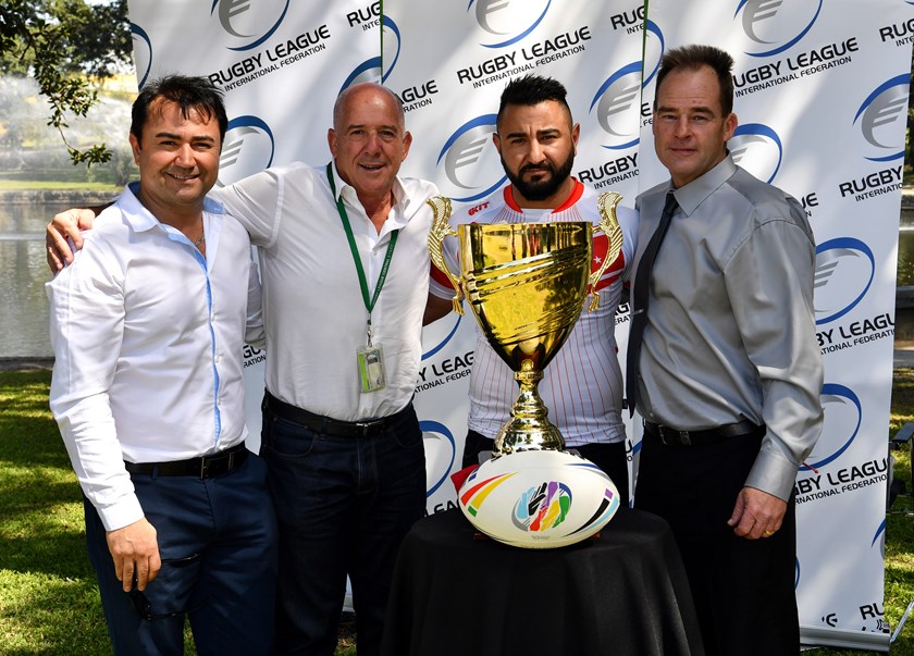 Tas Baitieri (second from left) ahead of the Emerging Nations World Championship.