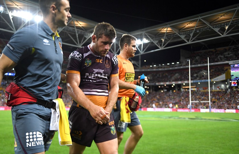 Brisbane hooker Andrew McCullough after his injury.