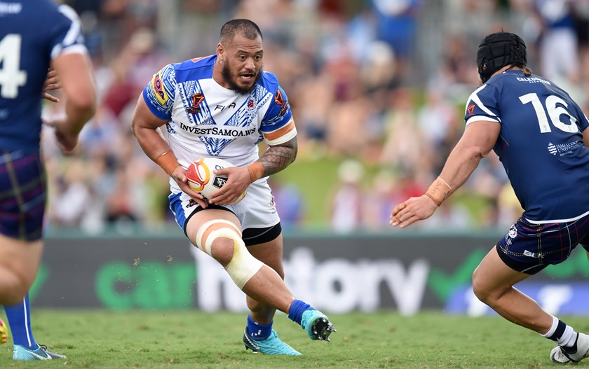 Leeson Ah Mau in action for Samoa in 2017.