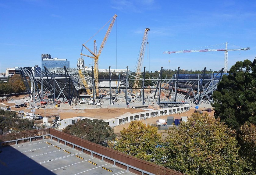 The construction site of the Western Sydney Stadium.