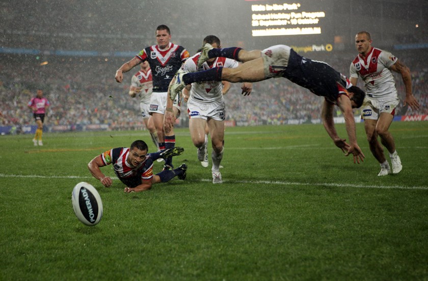 A scramble for a loose ball.
