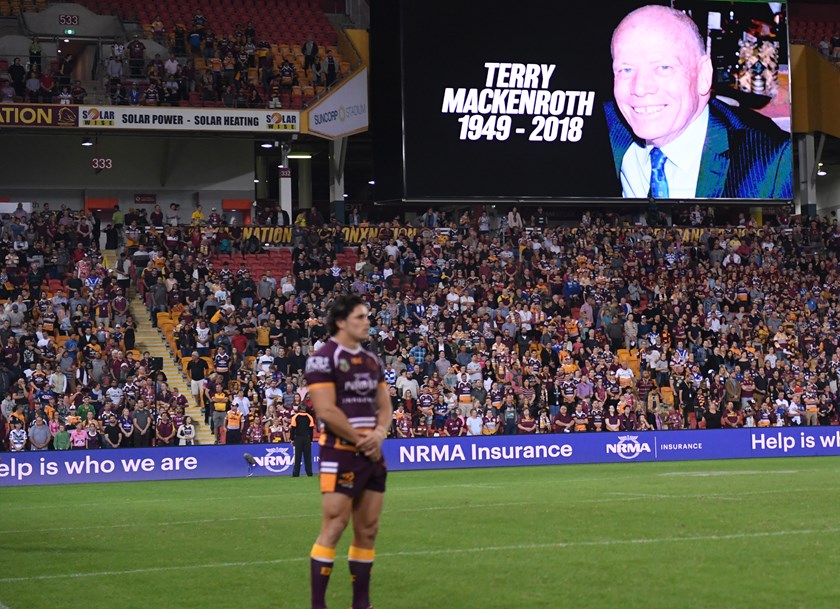 The Broncos hold a minute's silence for Terry Mackenroth.