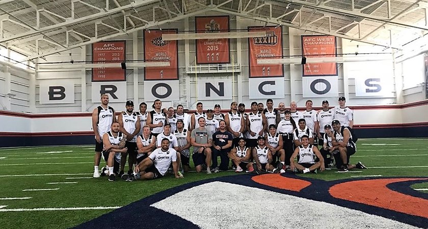 New Zealand players at the Denver Broncos training facility.