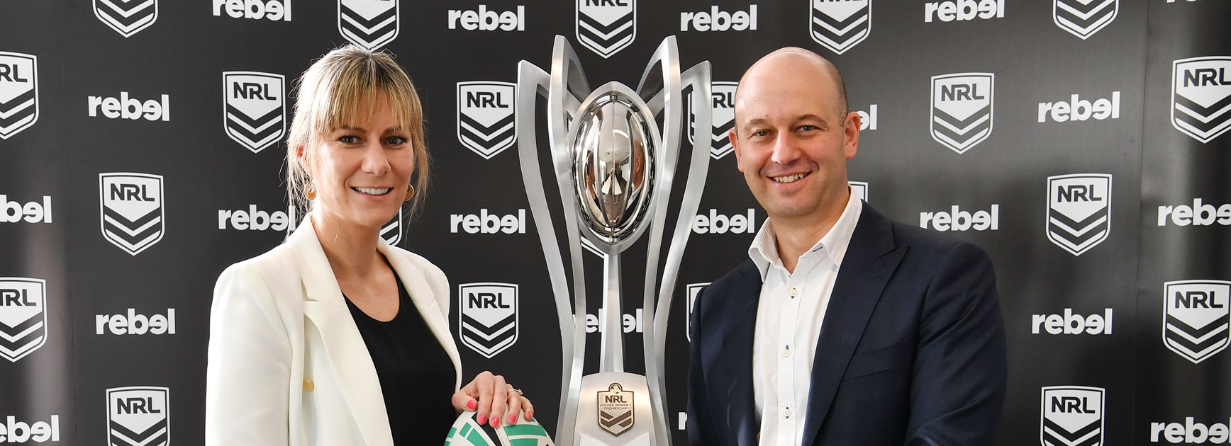 Rebel Managing Director Erica Berchtold with NRL CEO Todd Greenberg.