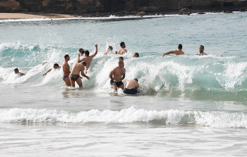 NSW Blues players at Coogee Beach.
