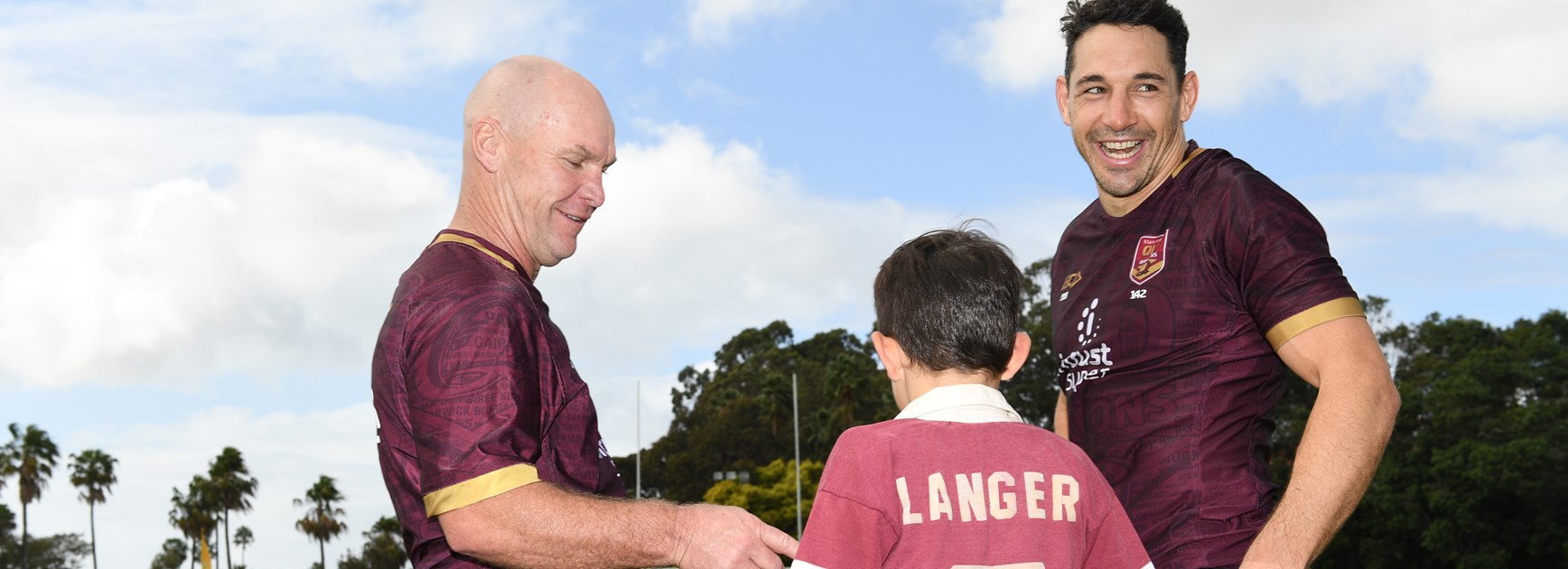 Allan Langer and Billy Slater at Maroons training.
