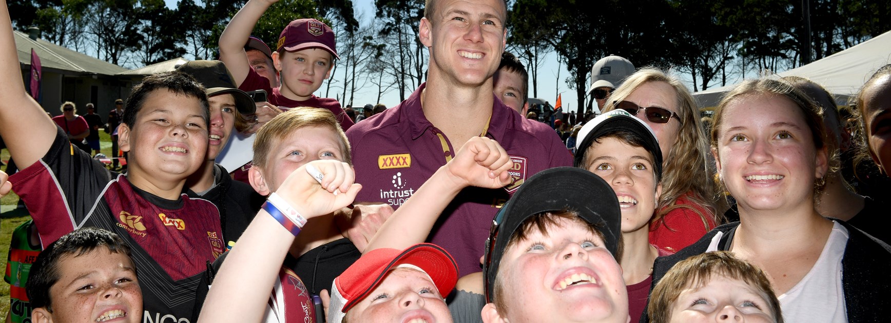 Maroons halfback Daly Cherry-Evans meets the fans.