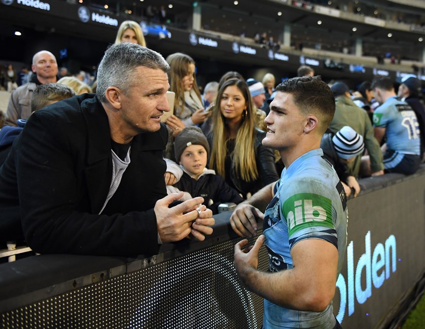 Ivan and Nathan Cleary after Origin I.