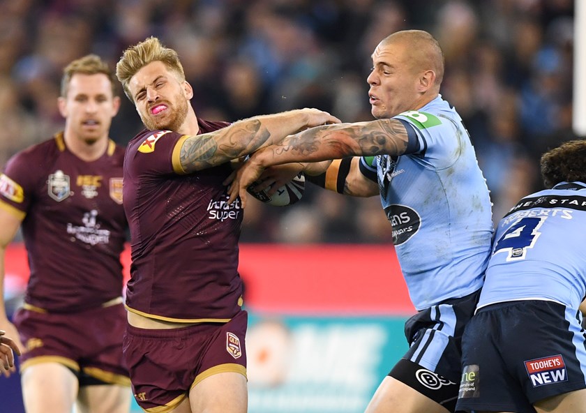 Maroons five-eighth Cameron Munster and NSW prop David Klemmer