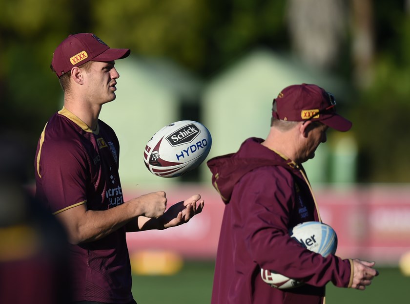 Maroons utility Kalyn Ponga and coach Kevin Walters.
