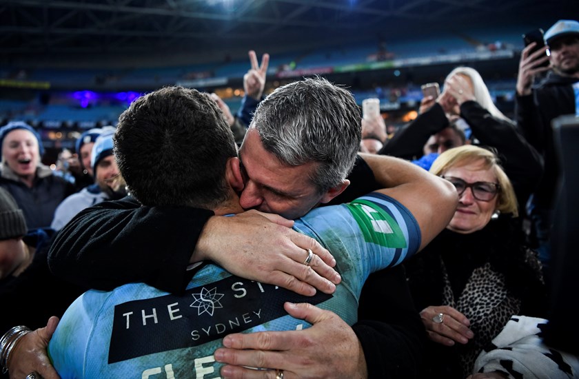 Ivan Cleary with Nathan Cleary after Origin II.