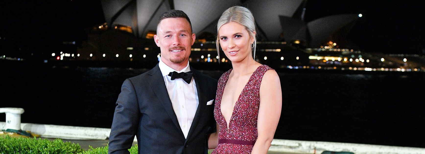 Damien Cook and Courtney Blaine at the 2018 Dally M Awards.