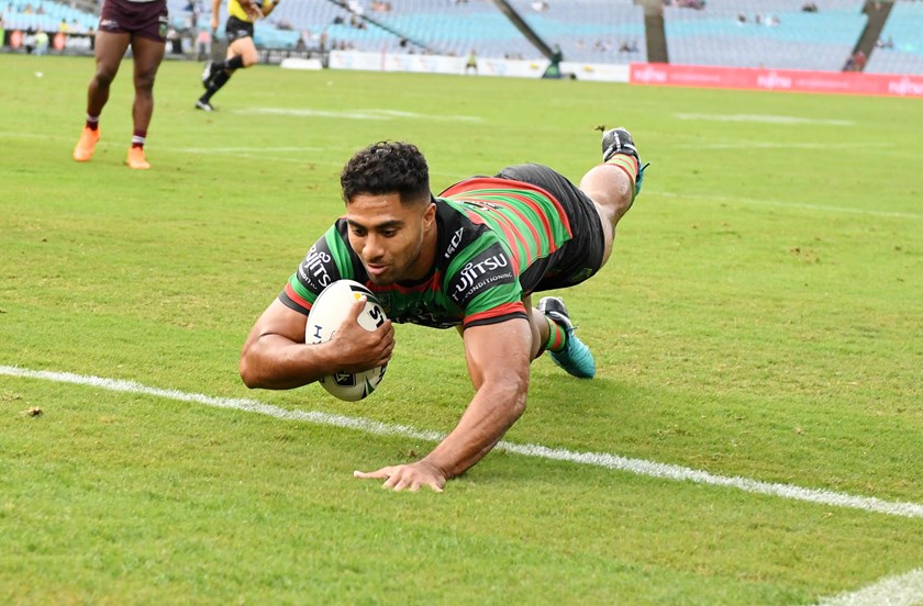 Robert Jennings scores a try for South Sydney.