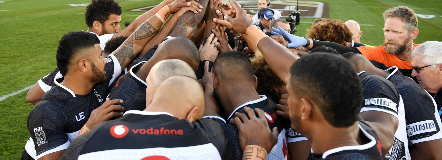 The Fiji team ahead of their clash with Papua New Guinea.