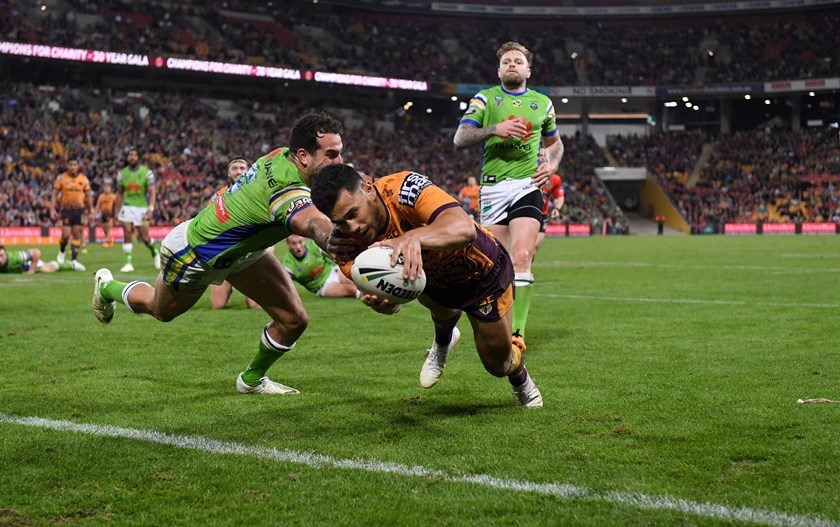 Jordan Kahu in action for the Broncos in 2018.