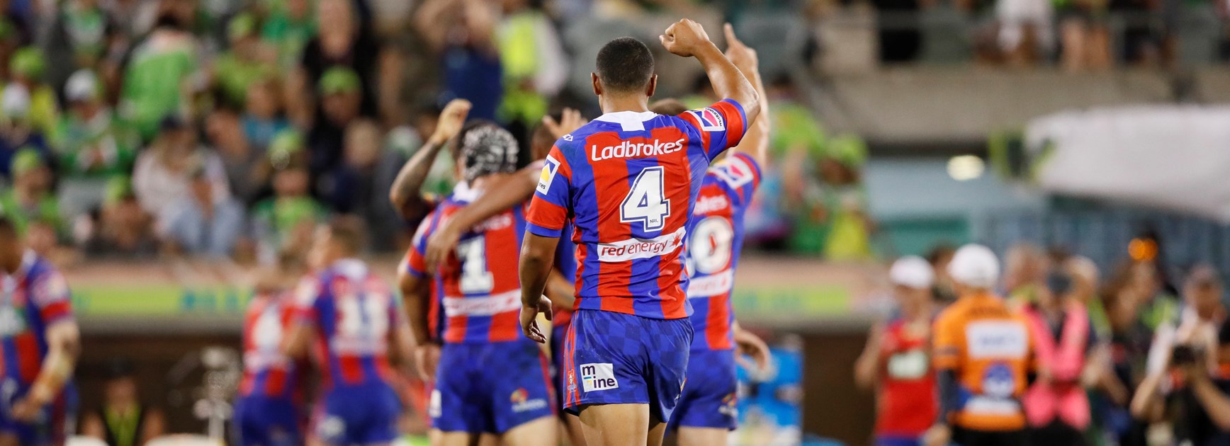 The Newcastle Knights during their win over Canberra.