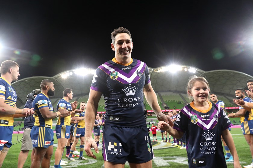 Billy Slater farewelled the Storm in 2018 after 319 games for the club.