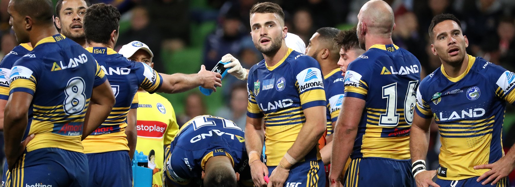 Parramatta Eels players in the loss to Melbourne.