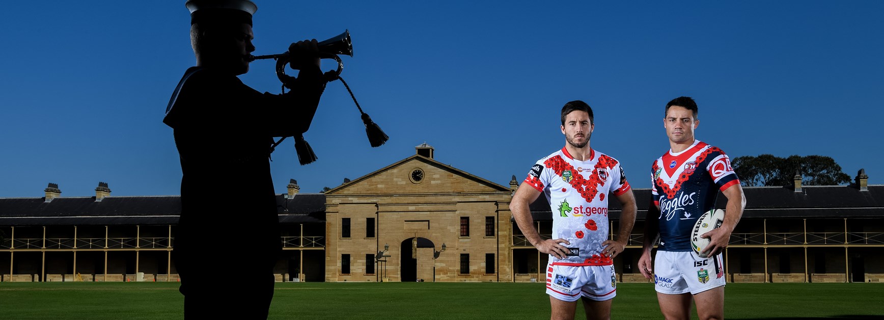 Dragons halfback Ben Hunt and Roosters halfback Cooper Cronk.
