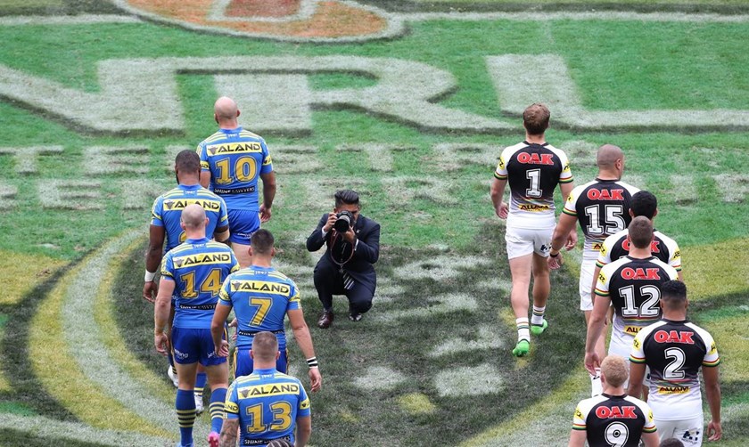 Benjamin Cuevas takes a snap ahead of an Eels v Panthers clash.