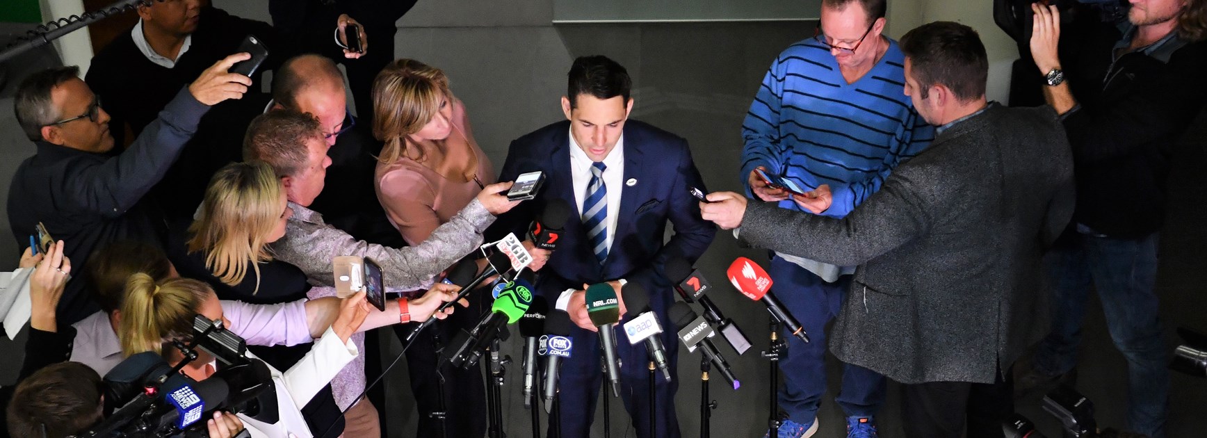 Billy Slater addresses the media following his successful judiciary hearing.