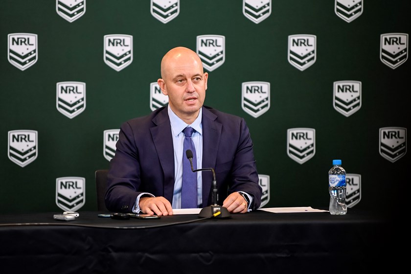 NRL CEO Todd Greenberg announces the Manly salary cap sanctions.