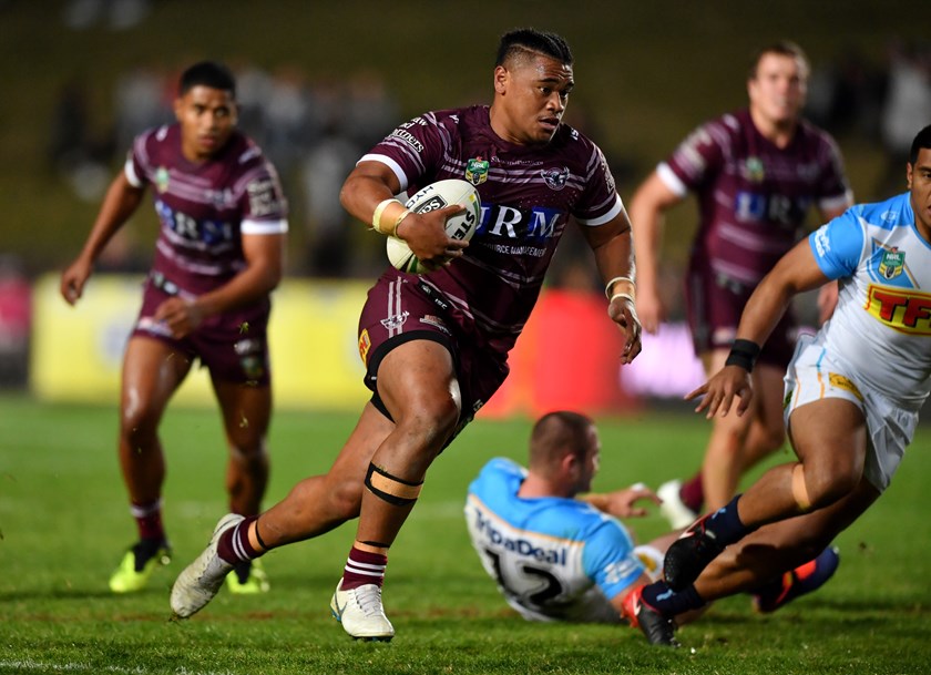 Manly's Moses Suli on the burst.