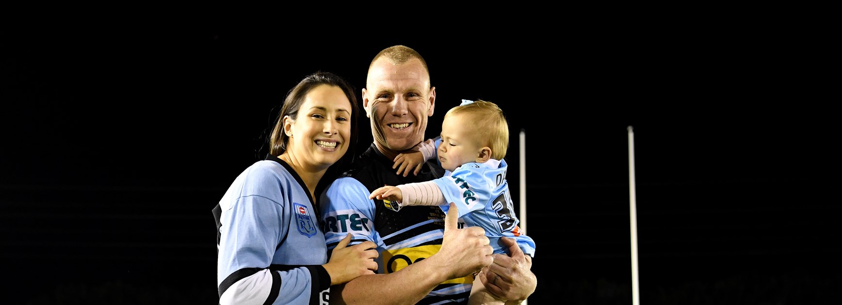 Luke Lewis with wife Sonia and daughter Hazel.
