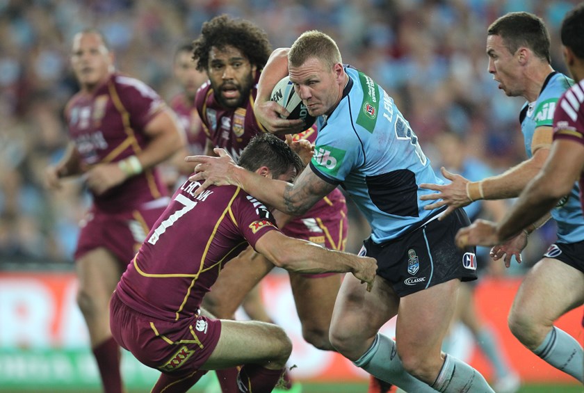 Luke Lewis takes on Cooper Cronk in the first Origin of 2013.