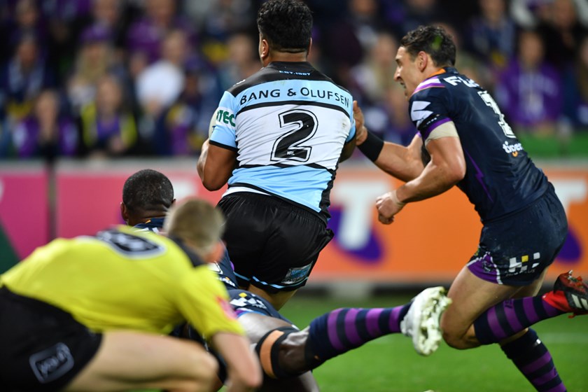 The tackle that threatened Billy Slater's grand final appearance.