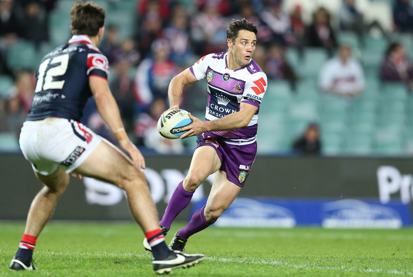 Storm halfback Cooper Cronk in action against the Roosters in 2015.