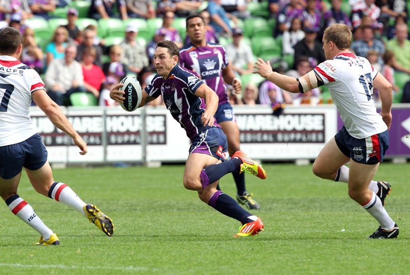 Storm fullback Billy Slater against the Roosters in 2012.