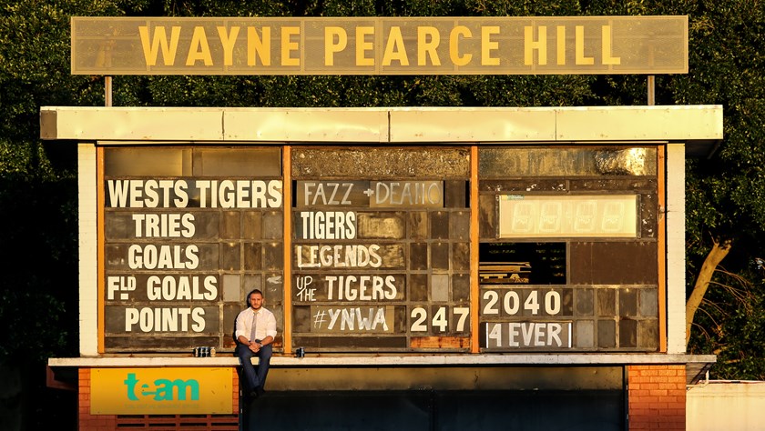 Robbie Farah on the scoreboard at Leichhardt Oval in 2016.